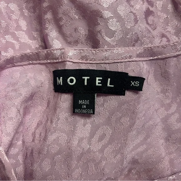 Motel Women’s Purple Leopard Darla Side-Tie Mini Slip Dress, Size XS - Picture 11 of 13